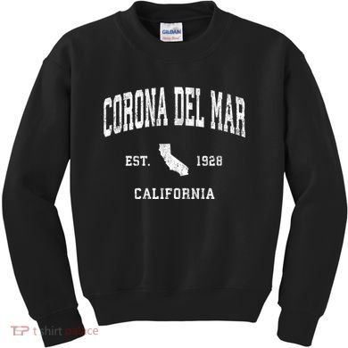 Corona Del Mar California Ca Vintage Established Athletic Kids Sweatshirt