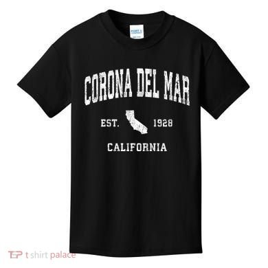 Corona Del Mar California Ca Vintage Established Athletic Kids T-Shirt