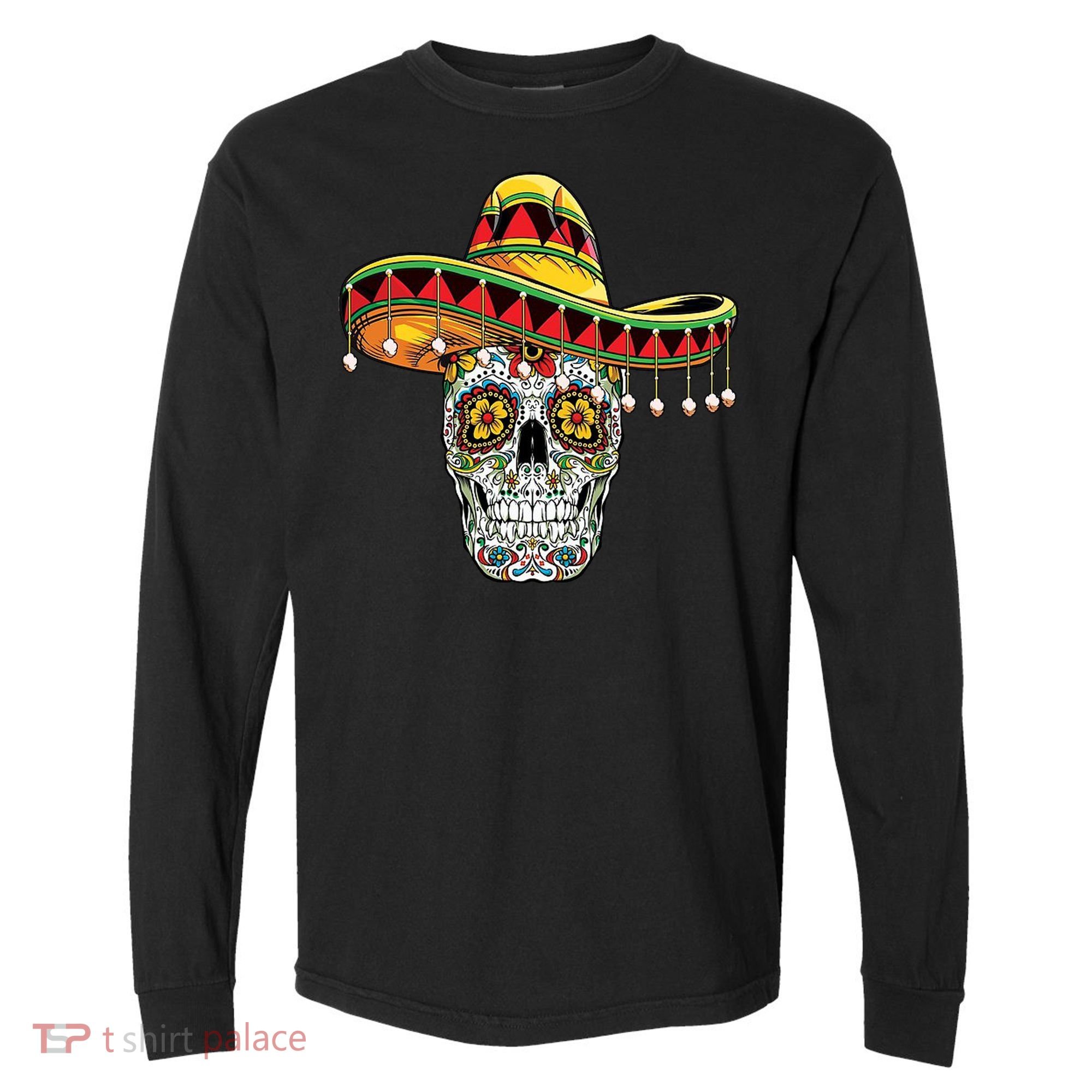 Cinco De Mayo Fiesta Skull Comfort Colors Heavyweight Long Sleeve T-Shirt