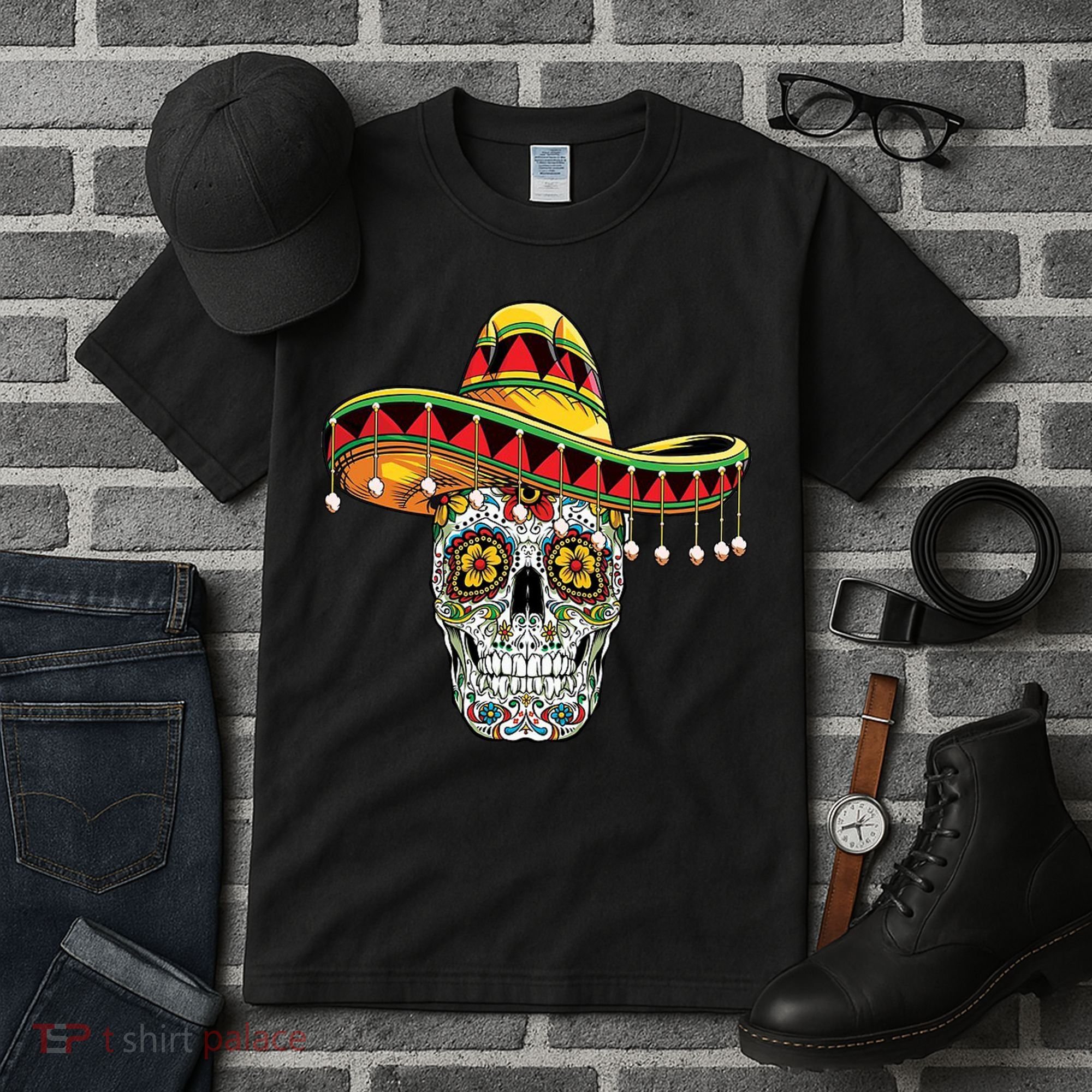 Cinco De Mayo Fiesta Skull Tall T-Shirt