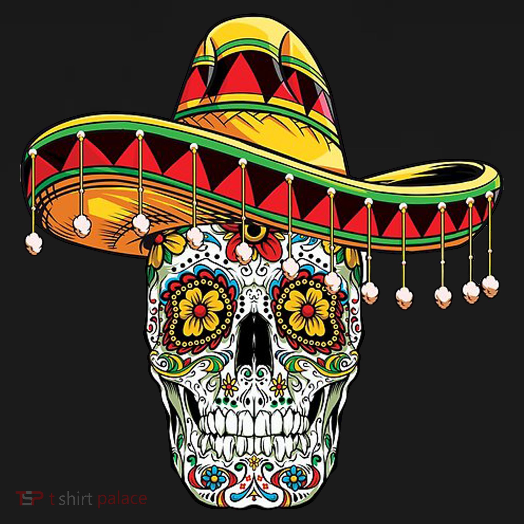 Cinco De Mayo Fiesta Skull Youth Performance Sprint T-Shirt