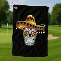Cinco De Mayo Fiesta Skull Golf Towel thumb 1