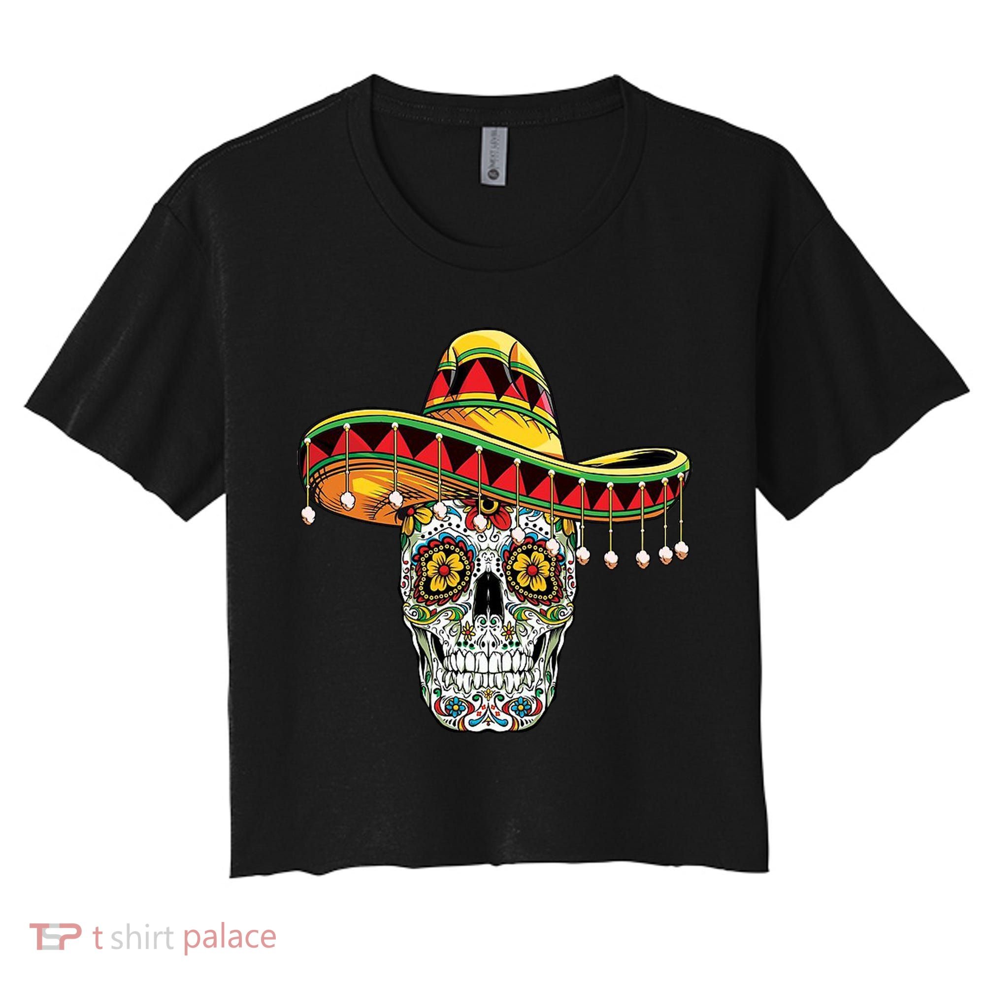 Cinco De Mayo Fiesta Skull Women's Crop Top Tee