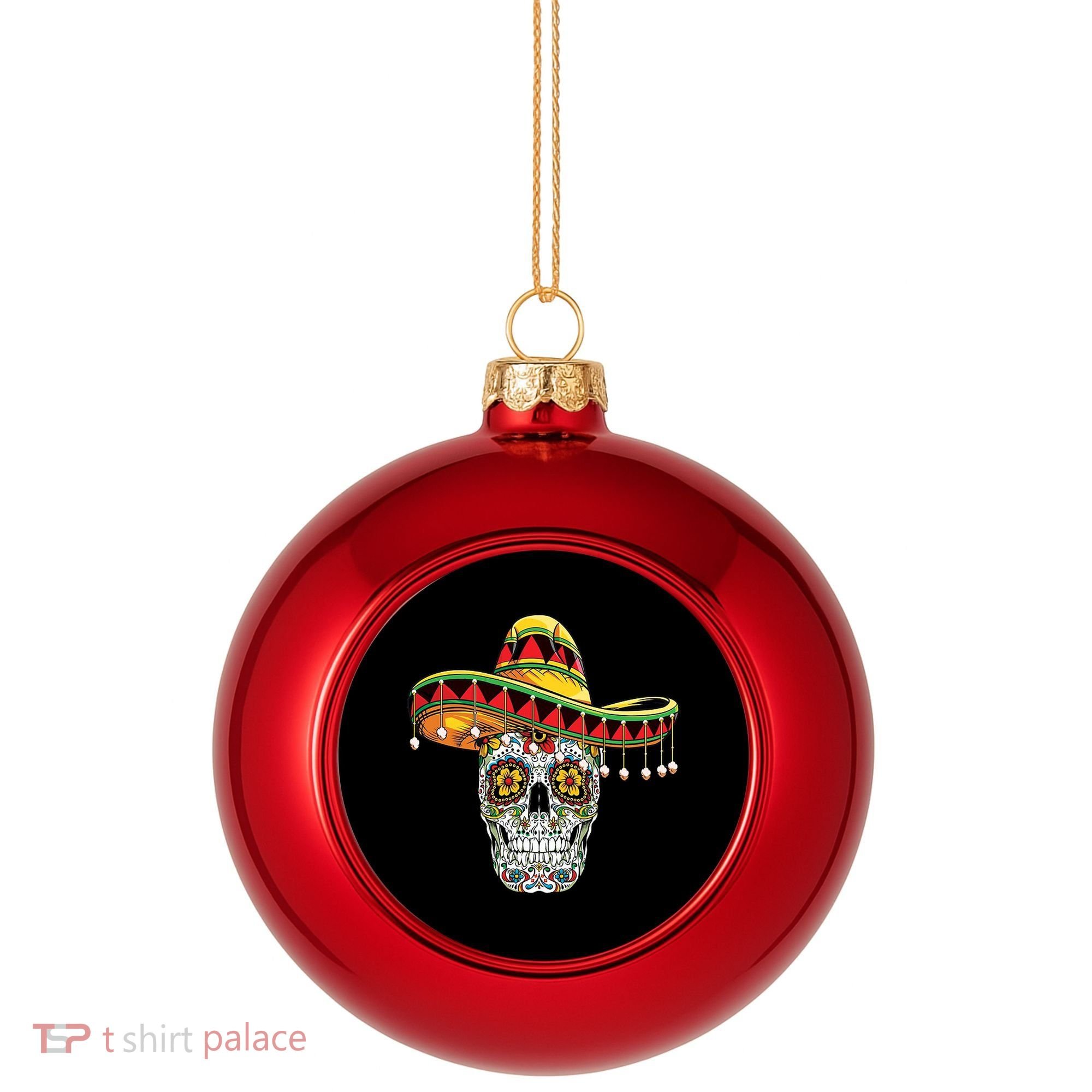 Cinco De Mayo Fiesta Skull Plastic Christmas Ball Ornament