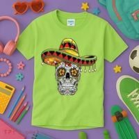 Cinco De Mayo Fiesta Skull Kids T-Shirt thumb 3