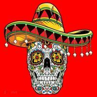 Cinco De Mayo Fiesta Skull Santa Hat thumb 1