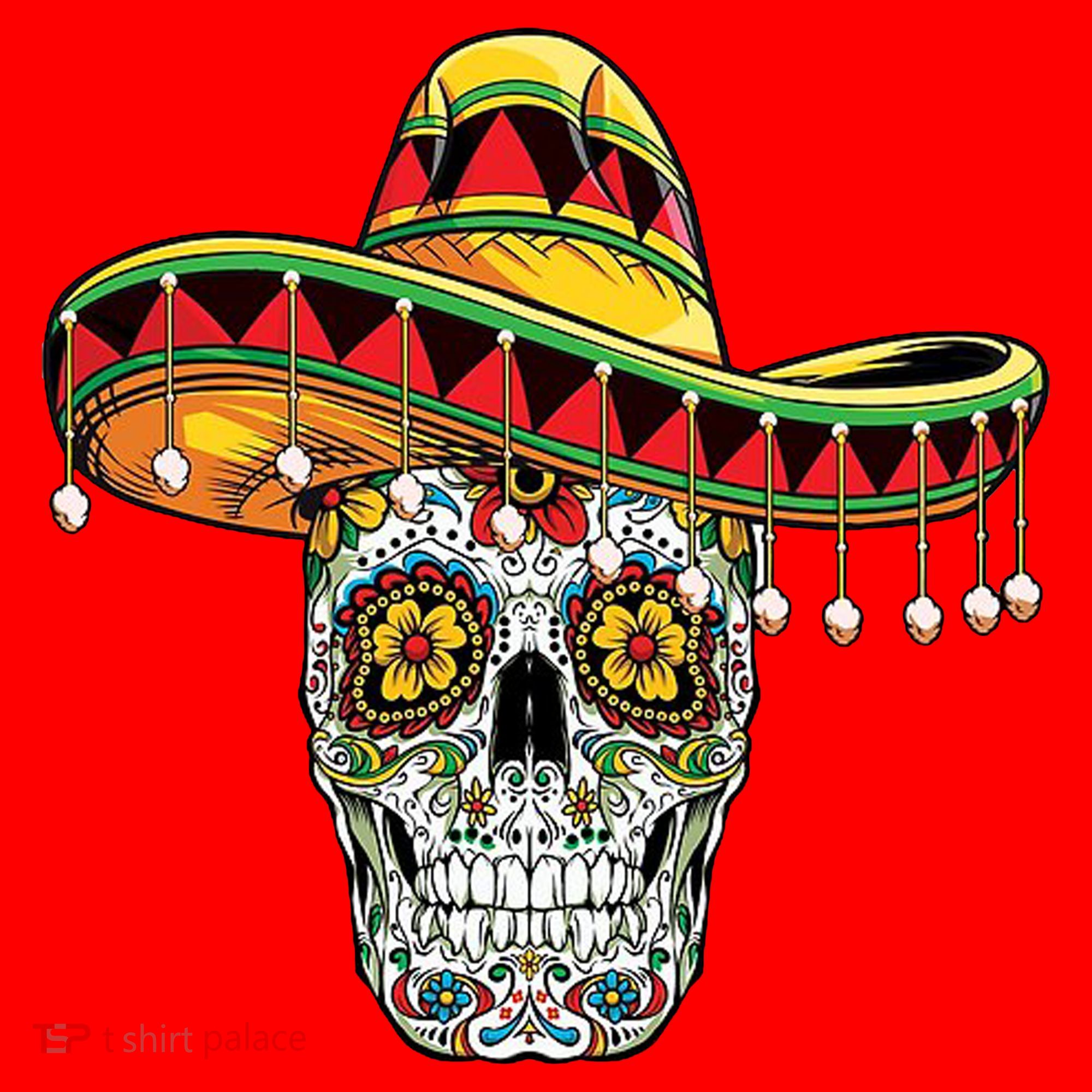 Cinco De Mayo Fiesta Skull Santa Hat
