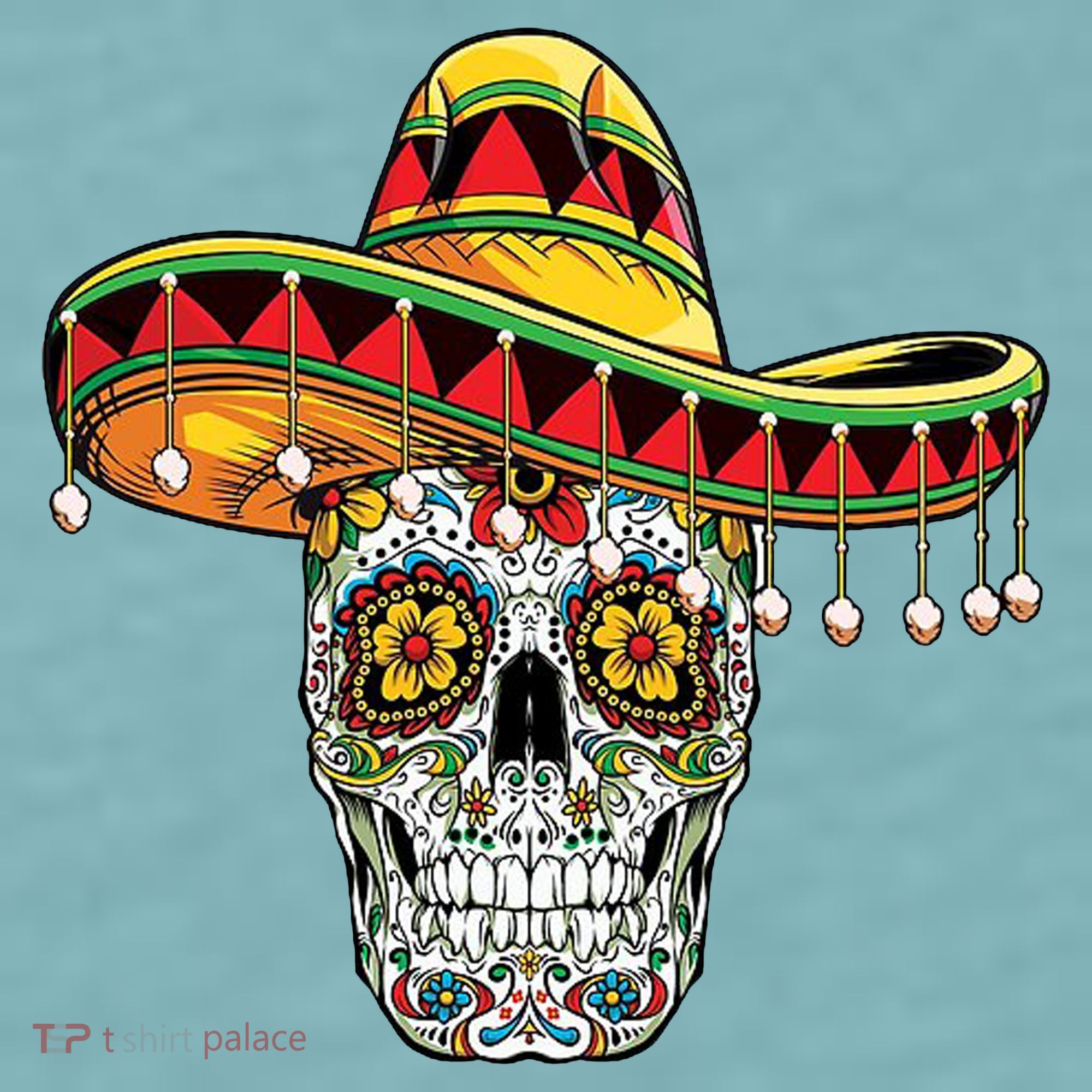 Cinco De Mayo Fiesta Skull Sueded Cloud Jersey T-Shirt