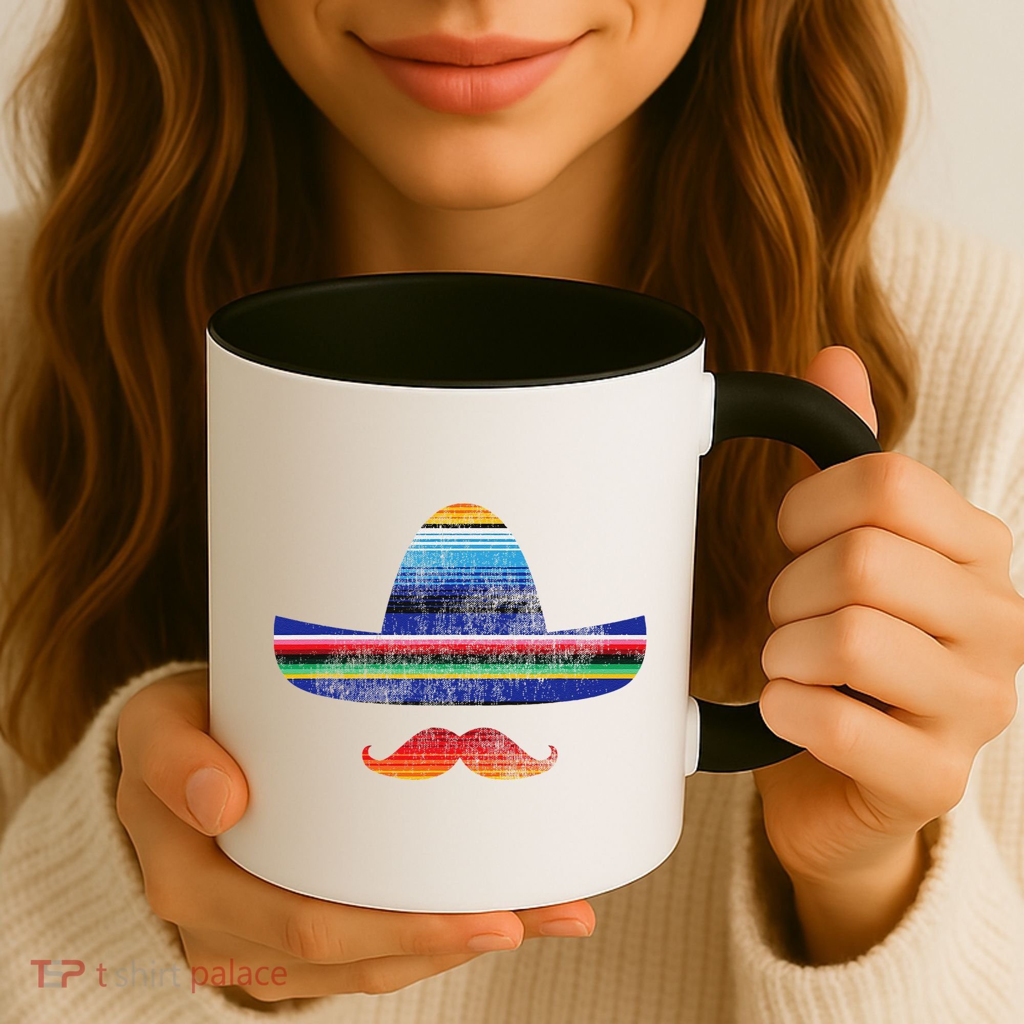 Cinco De Mayo Serape Blanket Inspired Sombrero Mustache Coffee Mug