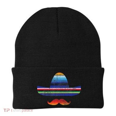 Cinco De Mayo Serape Blanket Inspired Sombrero Mustache Beanie
