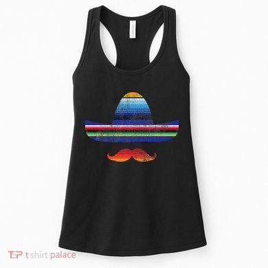 Cinco De Mayo Serape Blanket Inspired Sombrero Mustache Women's Tank Top
