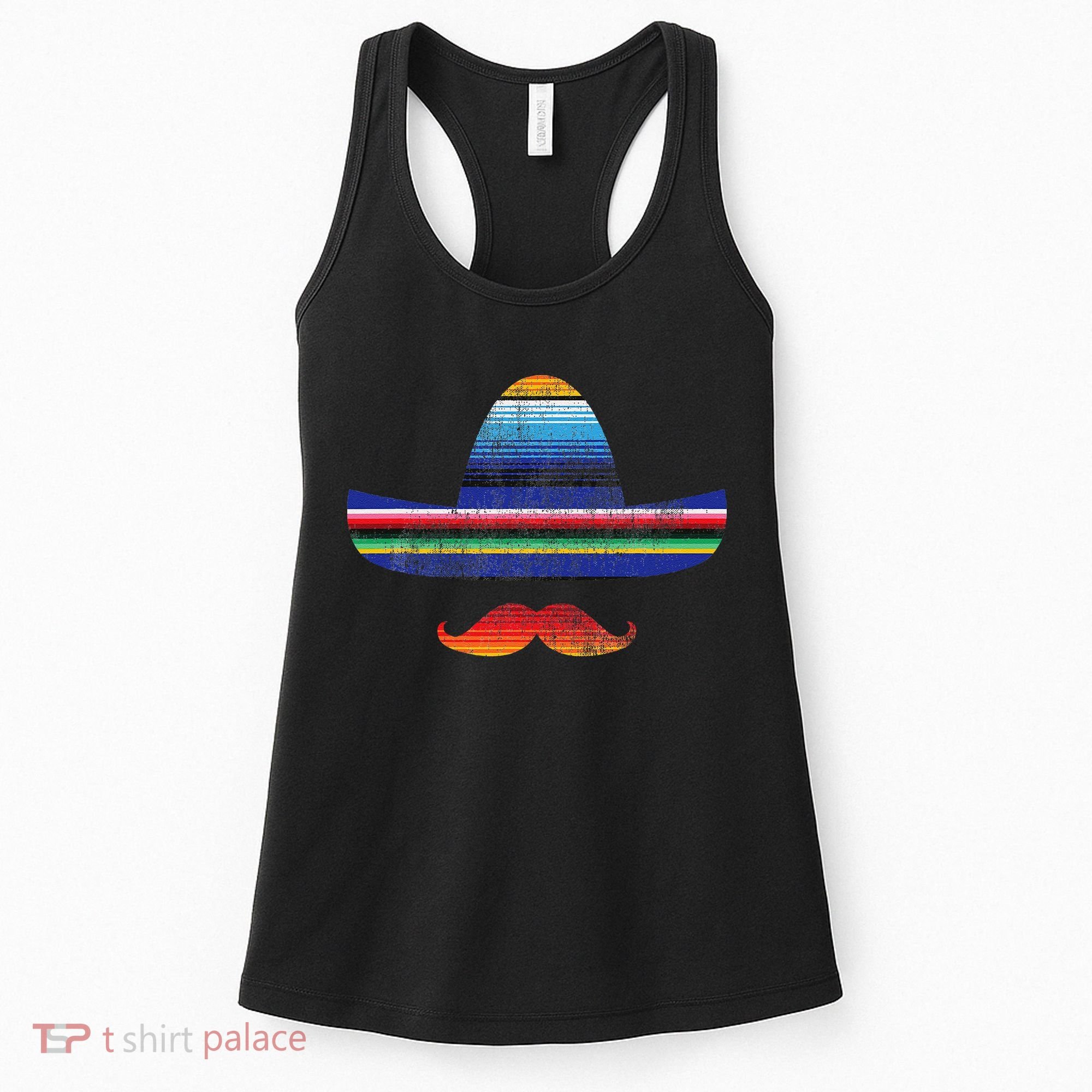 Cinco De Mayo Serape Blanket Inspired Sombrero Mustache Women's Tank Top