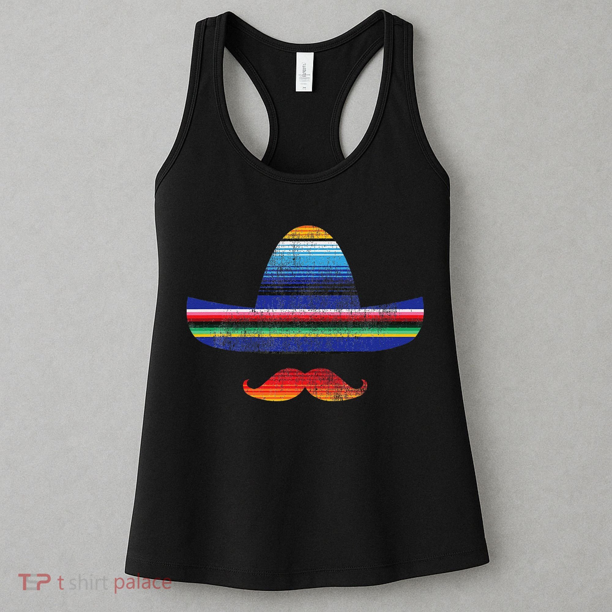 Cinco De Mayo Serape Blanket Inspired Sombrero Mustache Women's Tank Top