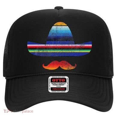 Cinco De Mayo Serape Blanket Inspired Sombrero Mustache Hat