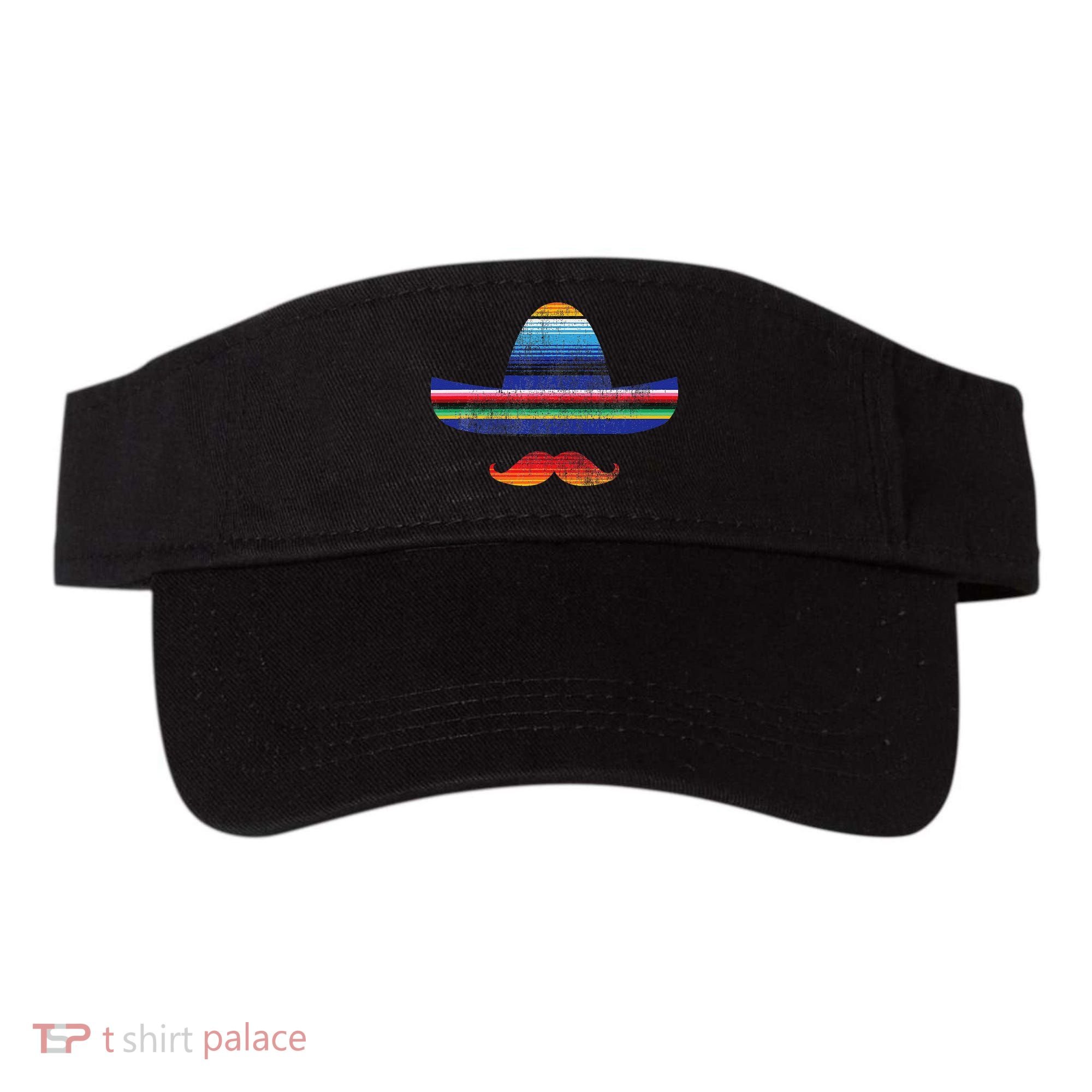 Cinco De Mayo Serape Blanket Inspired Sombrero Mustache Visor