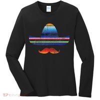 Cinco De Mayo Serape Blanket Inspired Sombrero Mustache Women's Long Sleeve Shirt thumb 0