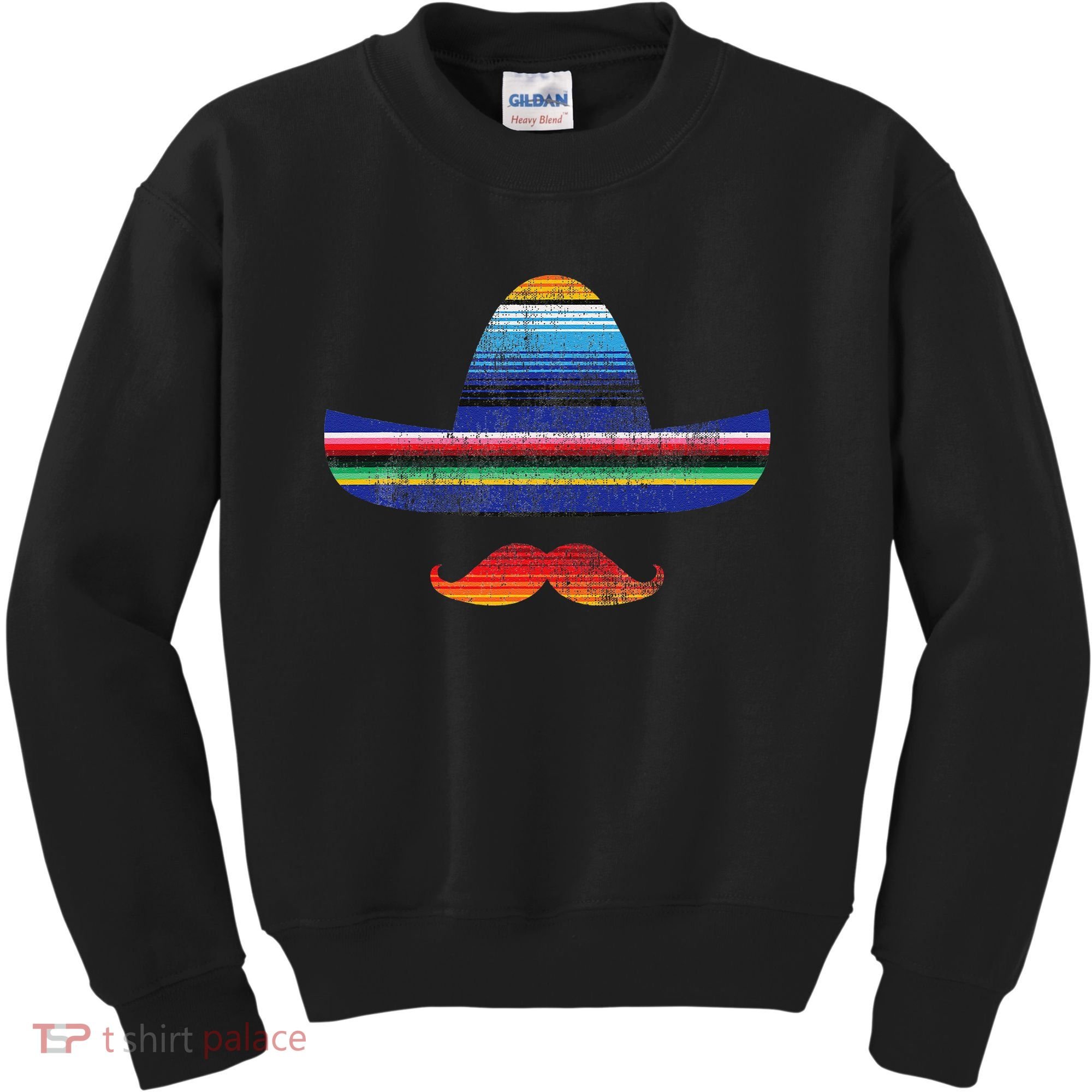 Cinco De Mayo Serape Blanket Inspired Sombrero Mustache Kids Sweatshirt