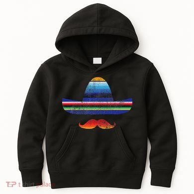 Cinco De Mayo Serape Blanket Inspired Sombrero Mustache Kids Hoodie