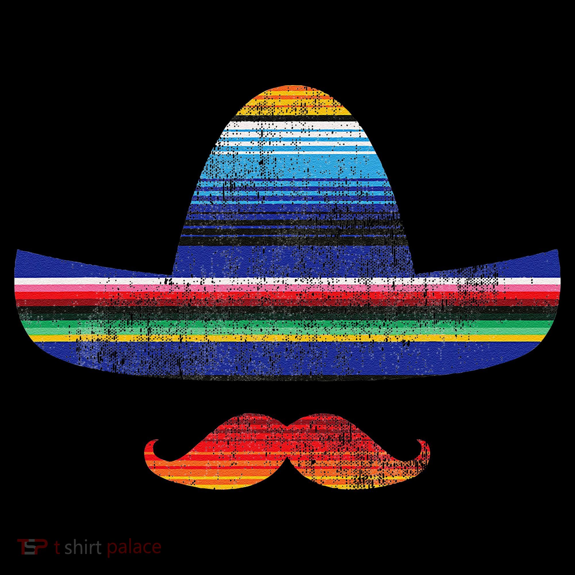 Cinco De Mayo Serape Blanket Inspired Sombrero Mustache Kids Long Sleeve Shirt