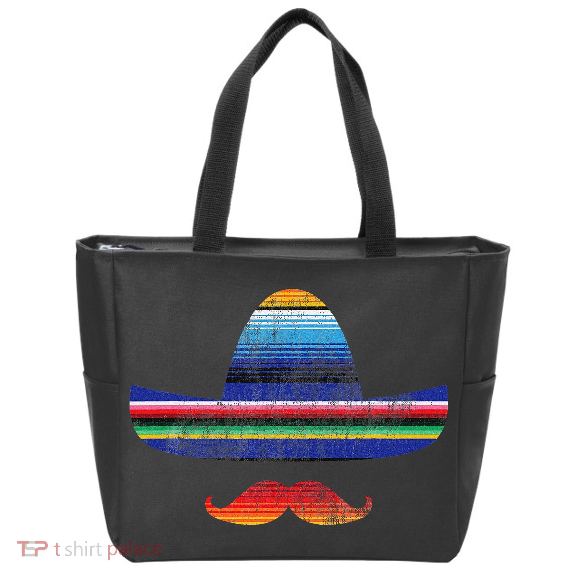 Cinco De Mayo Serape Blanket Inspired Sombrero Mustache Tote Bag