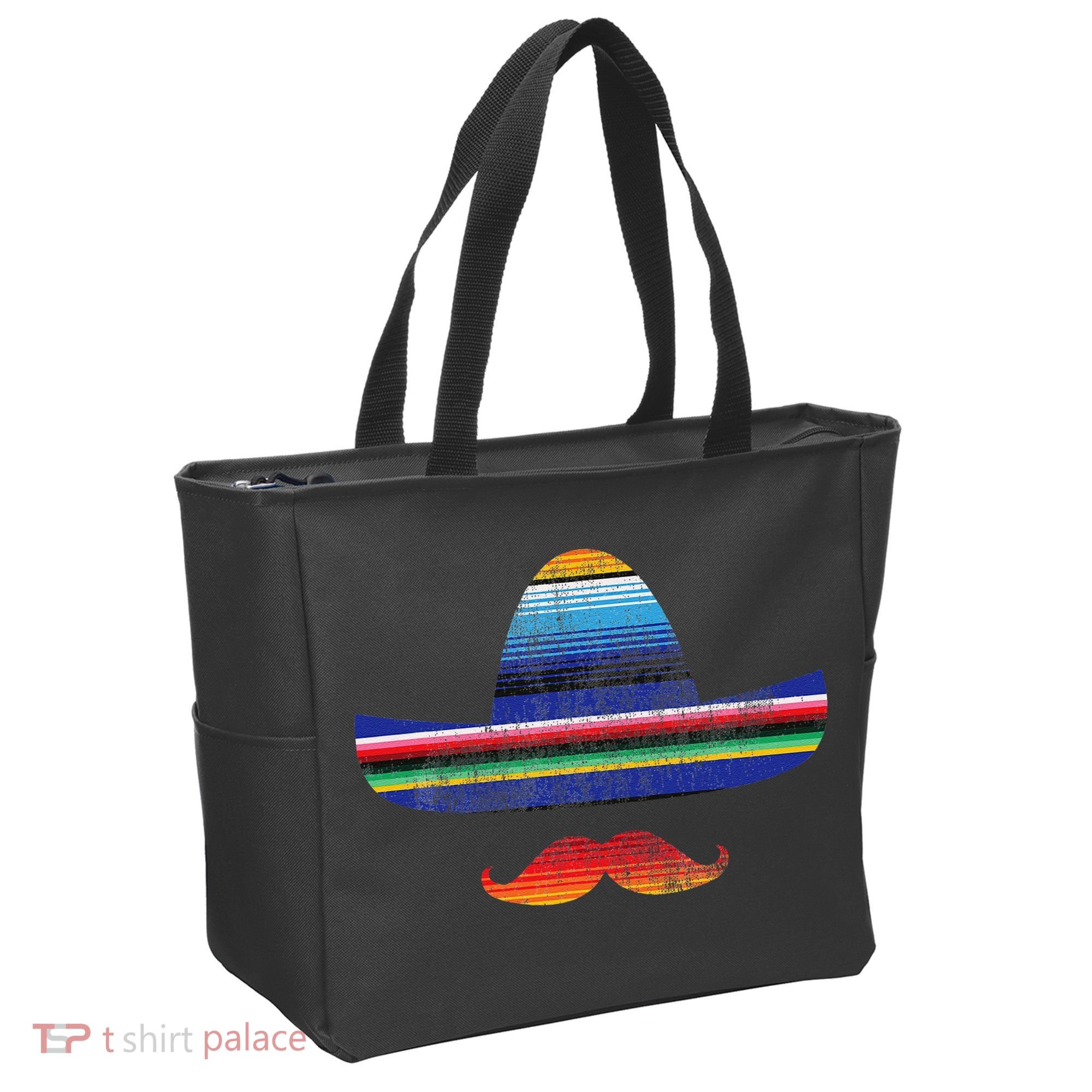 Cinco De Mayo Serape Blanket Inspired Sombrero Mustache Tote Bag