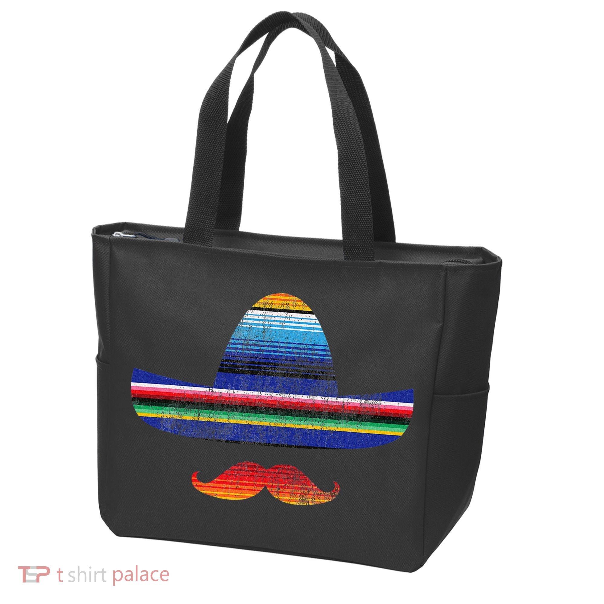 Cinco De Mayo Serape Blanket Inspired Sombrero Mustache Tote Bag
