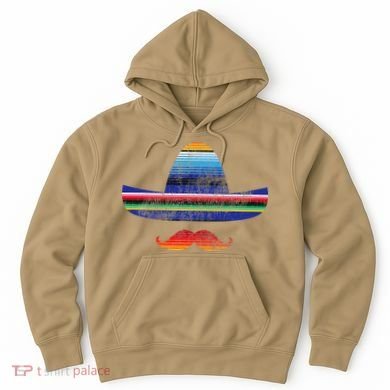 Cinco De Mayo Serape Blanket Inspired Sombrero Mustache Hoodie