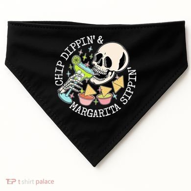 Chippin Dippin Margarita Sippin Skull USA-Made Doggie Bandana