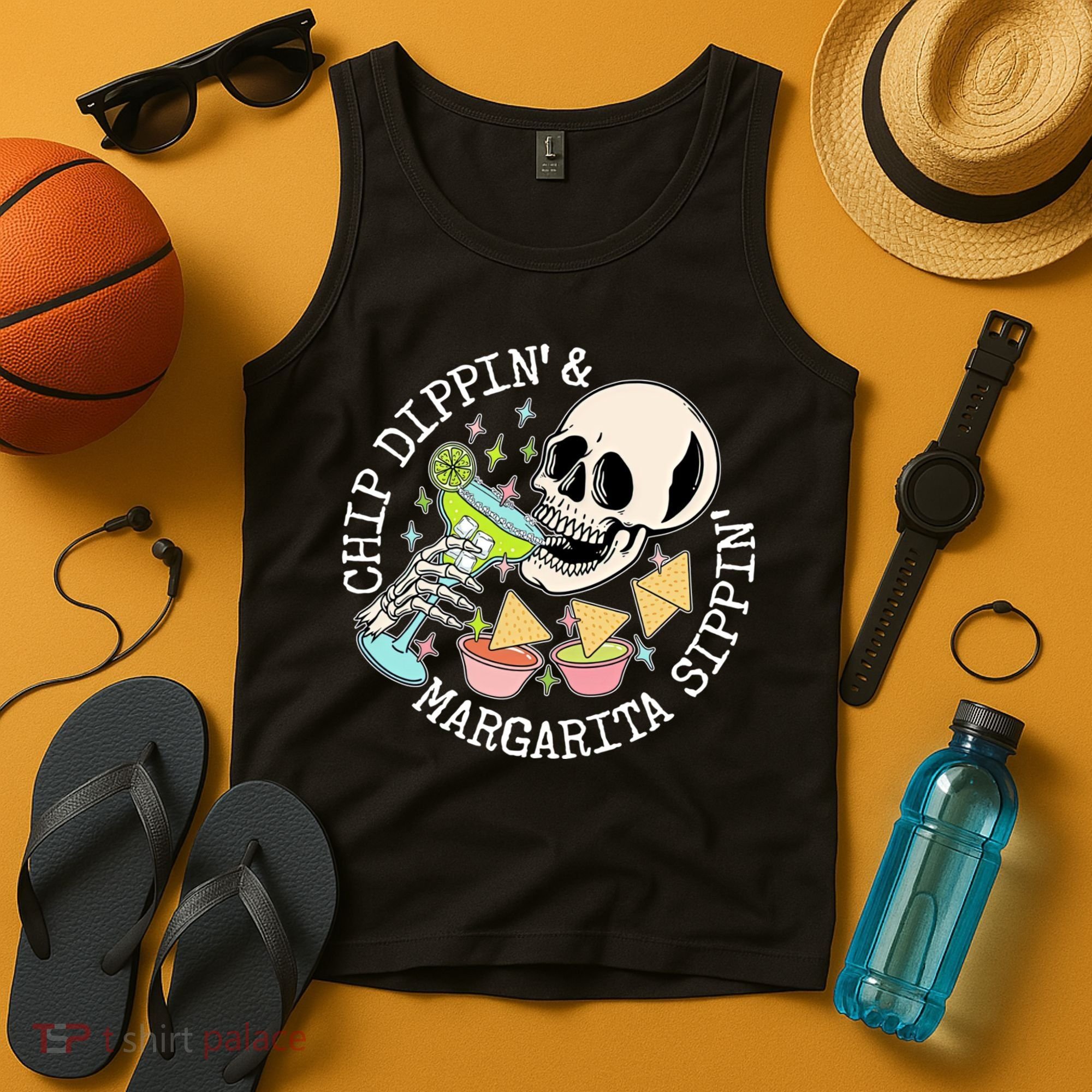 Chippin Dippin Margarita Sippin Skull Tank Top