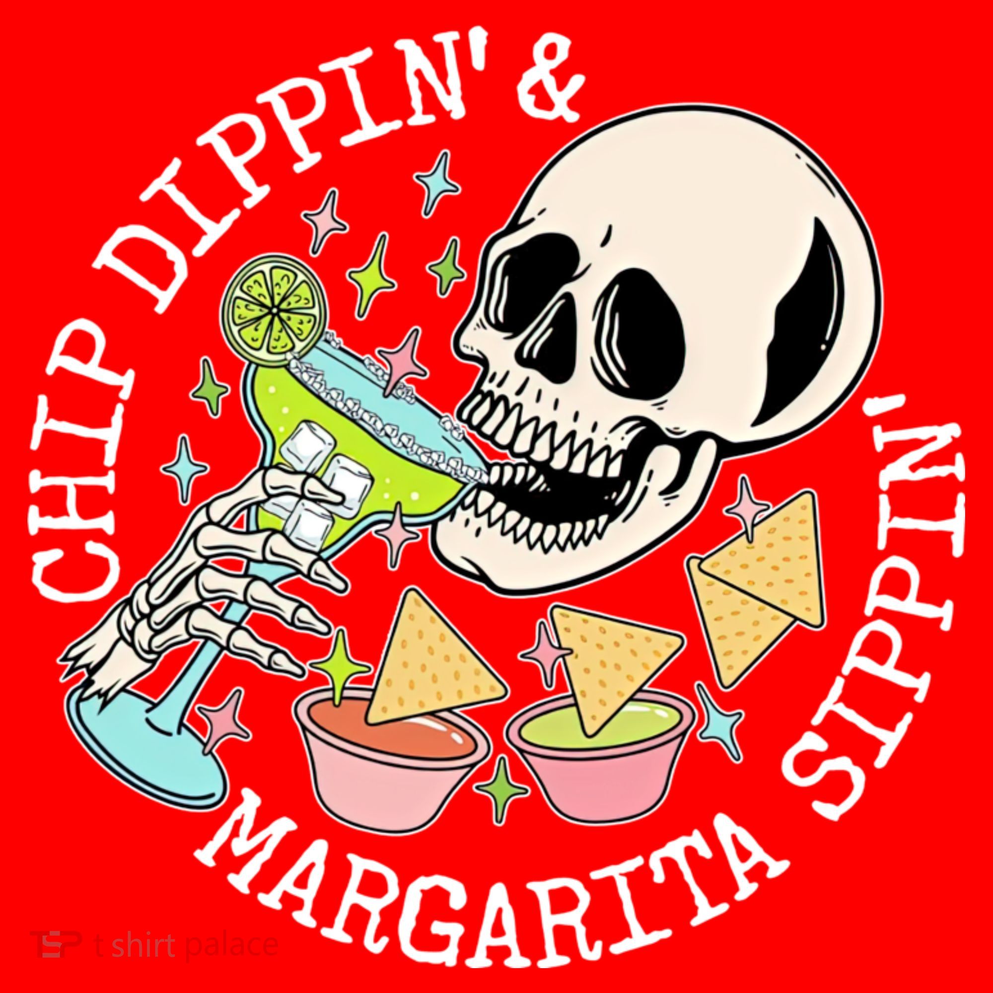 Chippin Dippin Margarita Sippin Skull Santa Hat