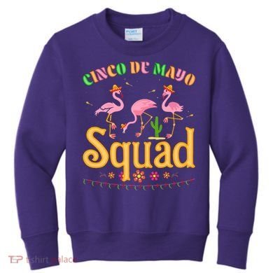 Cinco De Mayo Squad Flamingo Kids Sweatshirt