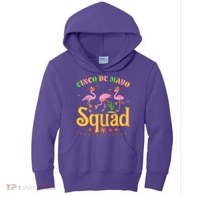 Cinco De Mayo Squad Flamingo Kids Hoodie