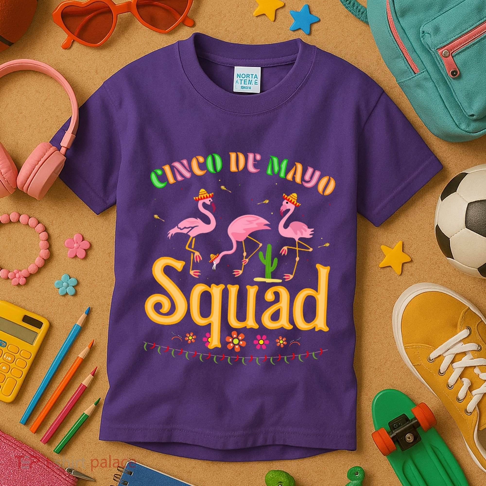 Cinco De Mayo Squad Flamingo Kids T-Shirt
