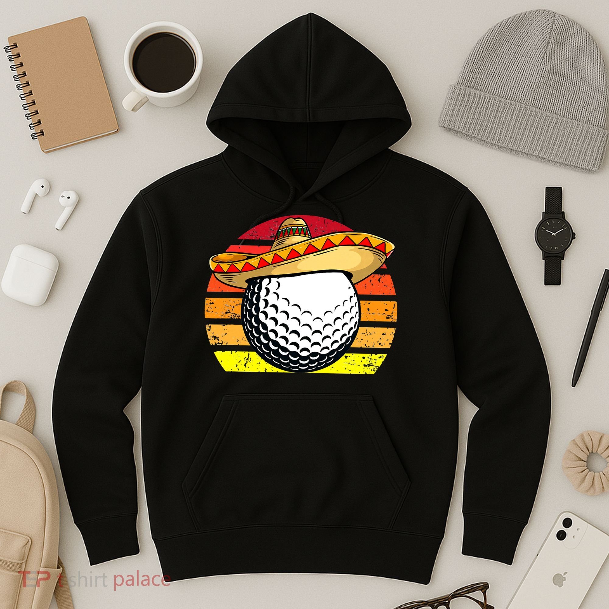 Cinco de Mayo Golf Ball With Sombrero Golfer Mexican Fiesta Hoodie
