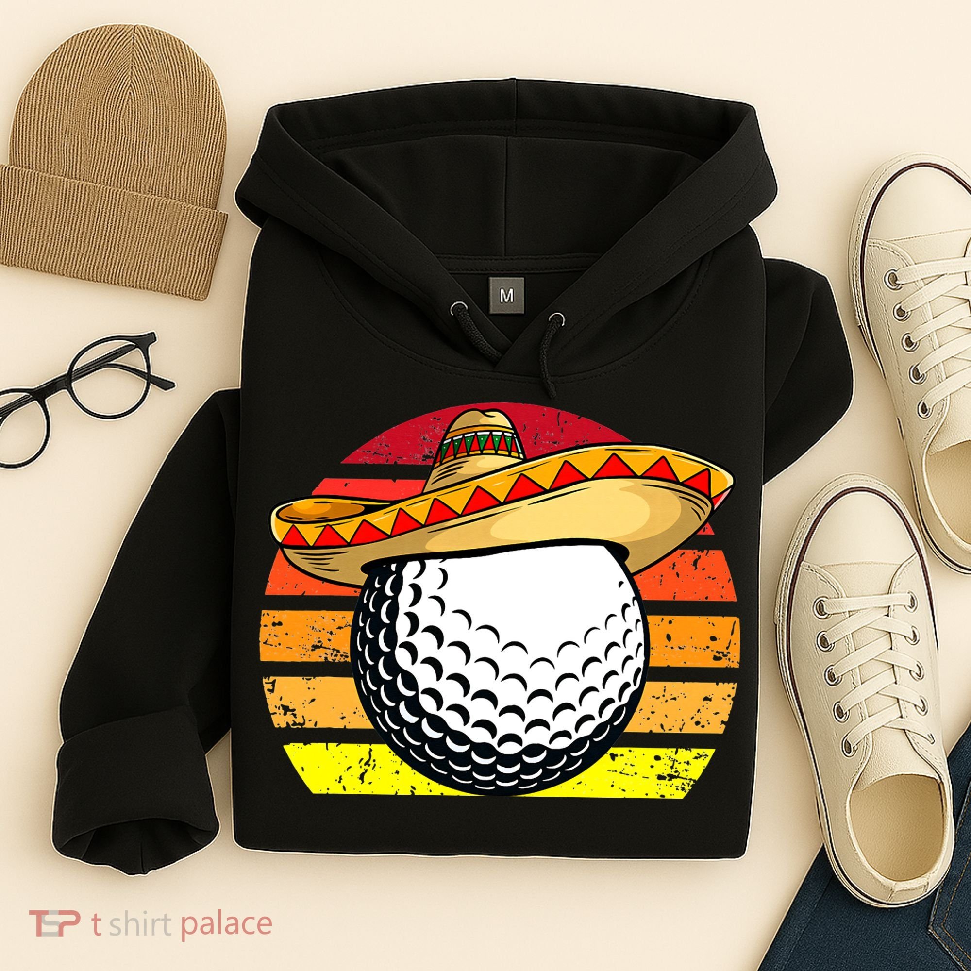 Cinco de Mayo Golf Ball With Sombrero Golfer Mexican Fiesta Hoodie