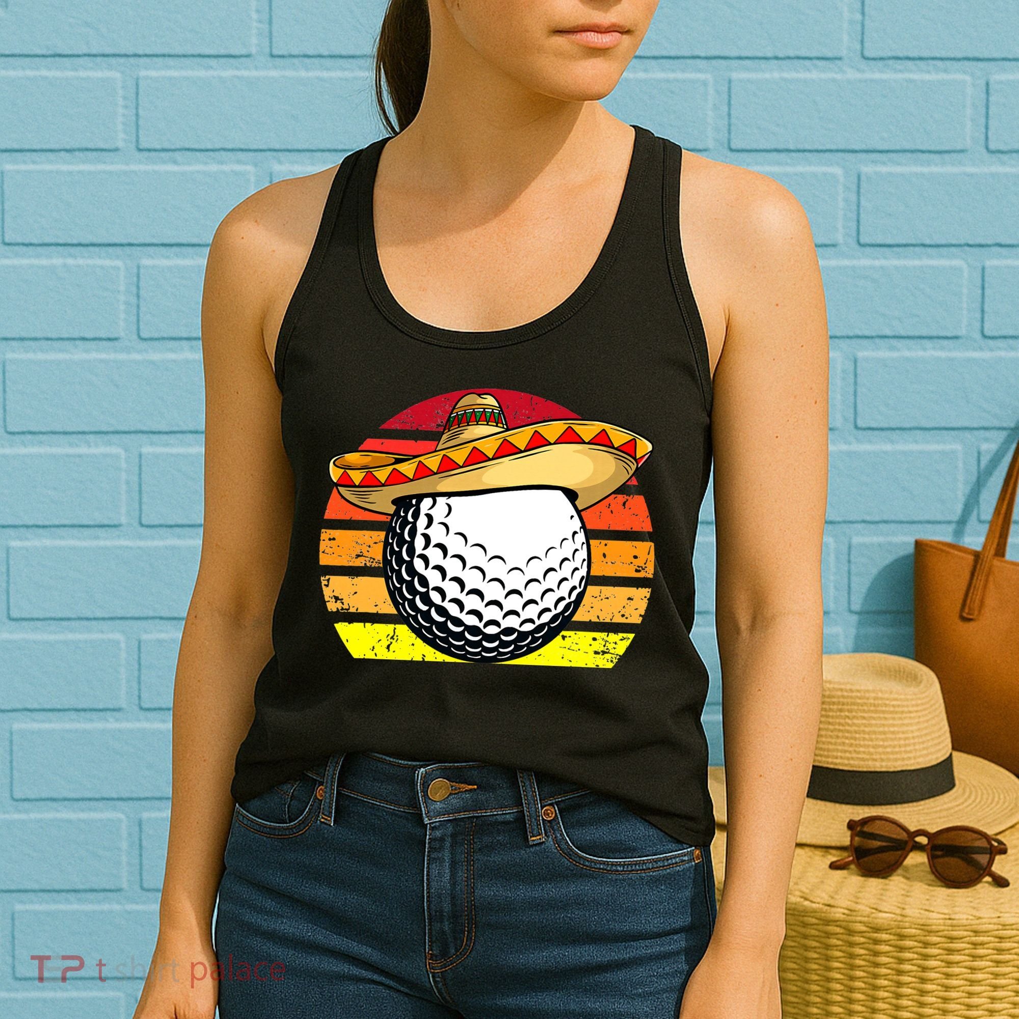 Cinco de Mayo Golf Ball With Sombrero Golfer Mexican Fiesta Women's Tank Top