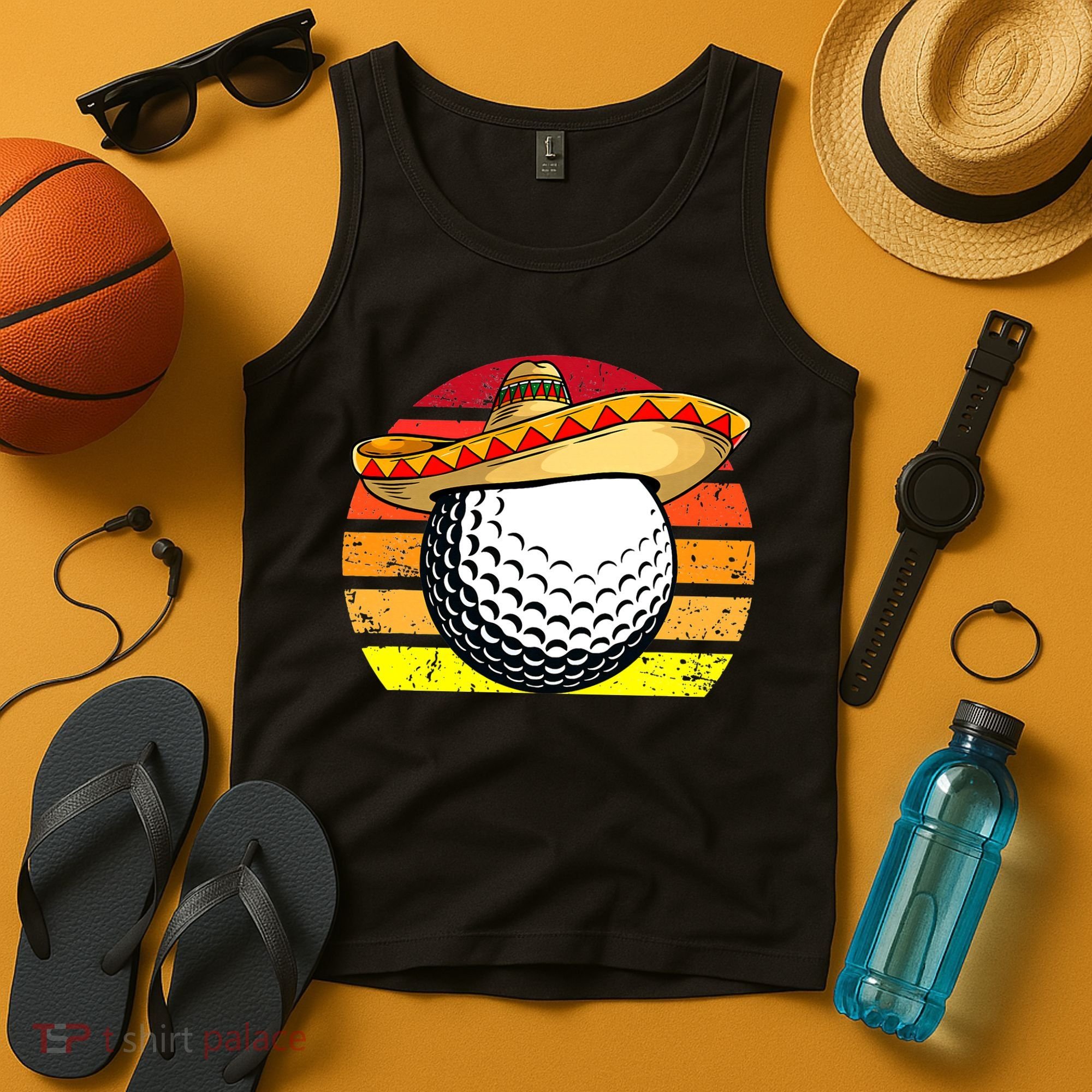 Cinco de Mayo Golf Ball With Sombrero Golfer Mexican Fiesta Tank Top