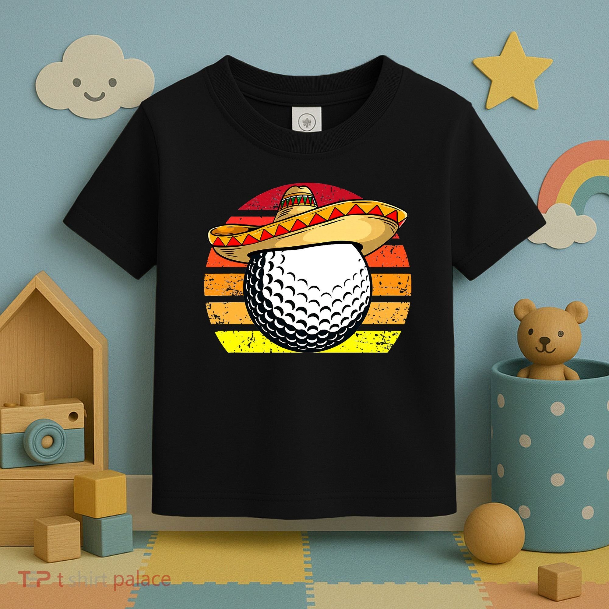 Cinco de Mayo Golf Ball With Sombrero Golfer Mexican Fiesta Toddler T-Shirt