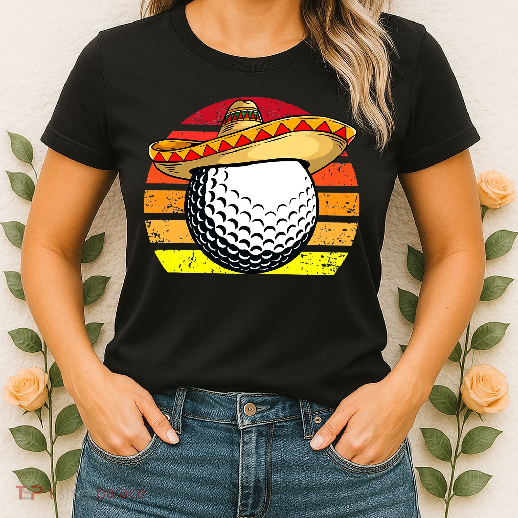 Cinco de Mayo Golf Ball With Sombrero Golfer Mexican Fiesta Women's T-Shirt