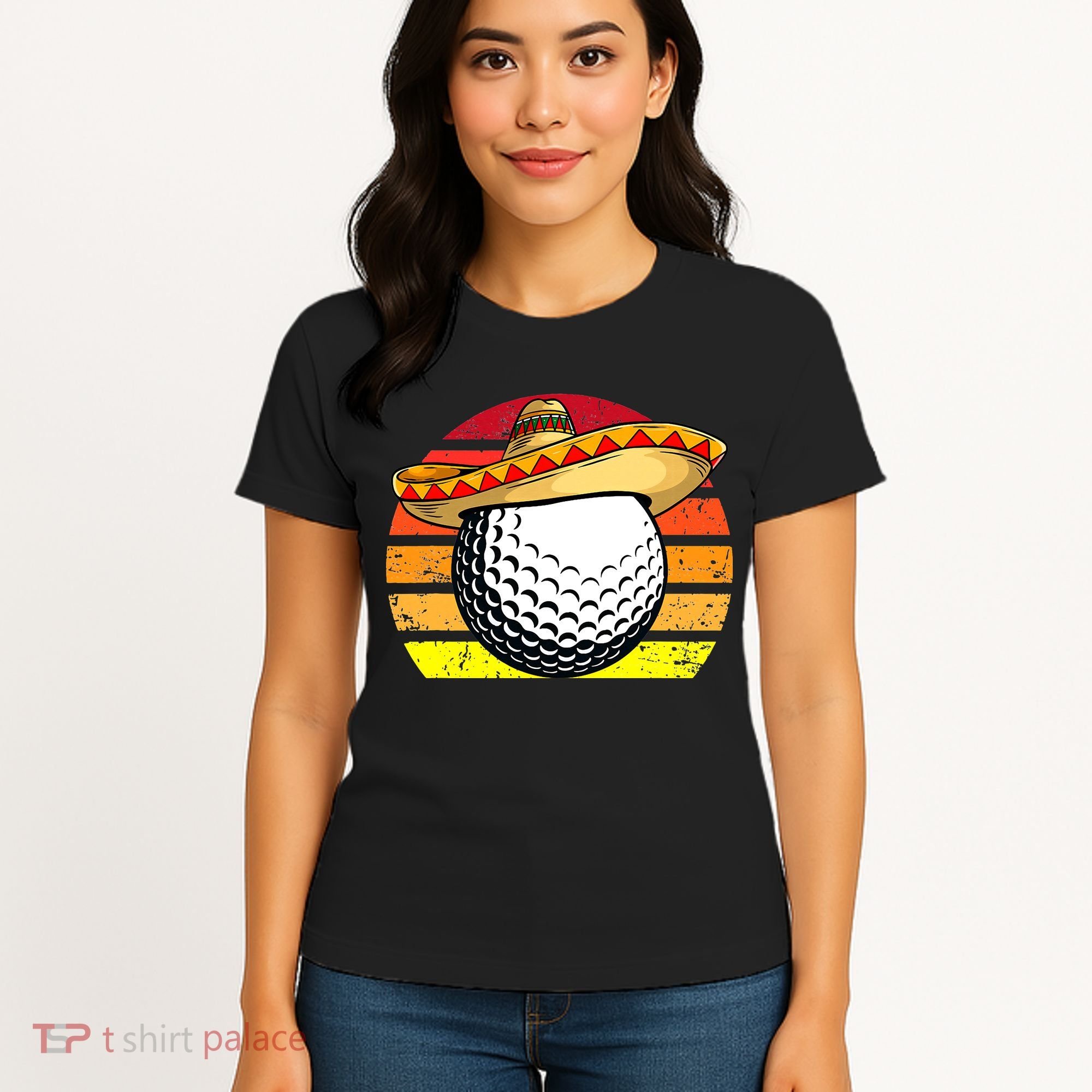 Cinco de Mayo Golf Ball With Sombrero Golfer Mexican Fiesta Women's T-Shirt