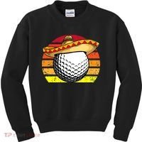 Cinco de Mayo Golf Ball With Sombrero Golfer Mexican Fiesta Kids Sweatshirt thumb 0