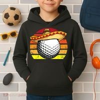 Cinco de Mayo Golf Ball With Sombrero Golfer Mexican Fiesta Kids Hoodie thumb 2