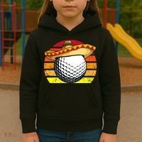 Cinco de Mayo Golf Ball With Sombrero Golfer Mexican Fiesta Kids Hoodie thumb 3