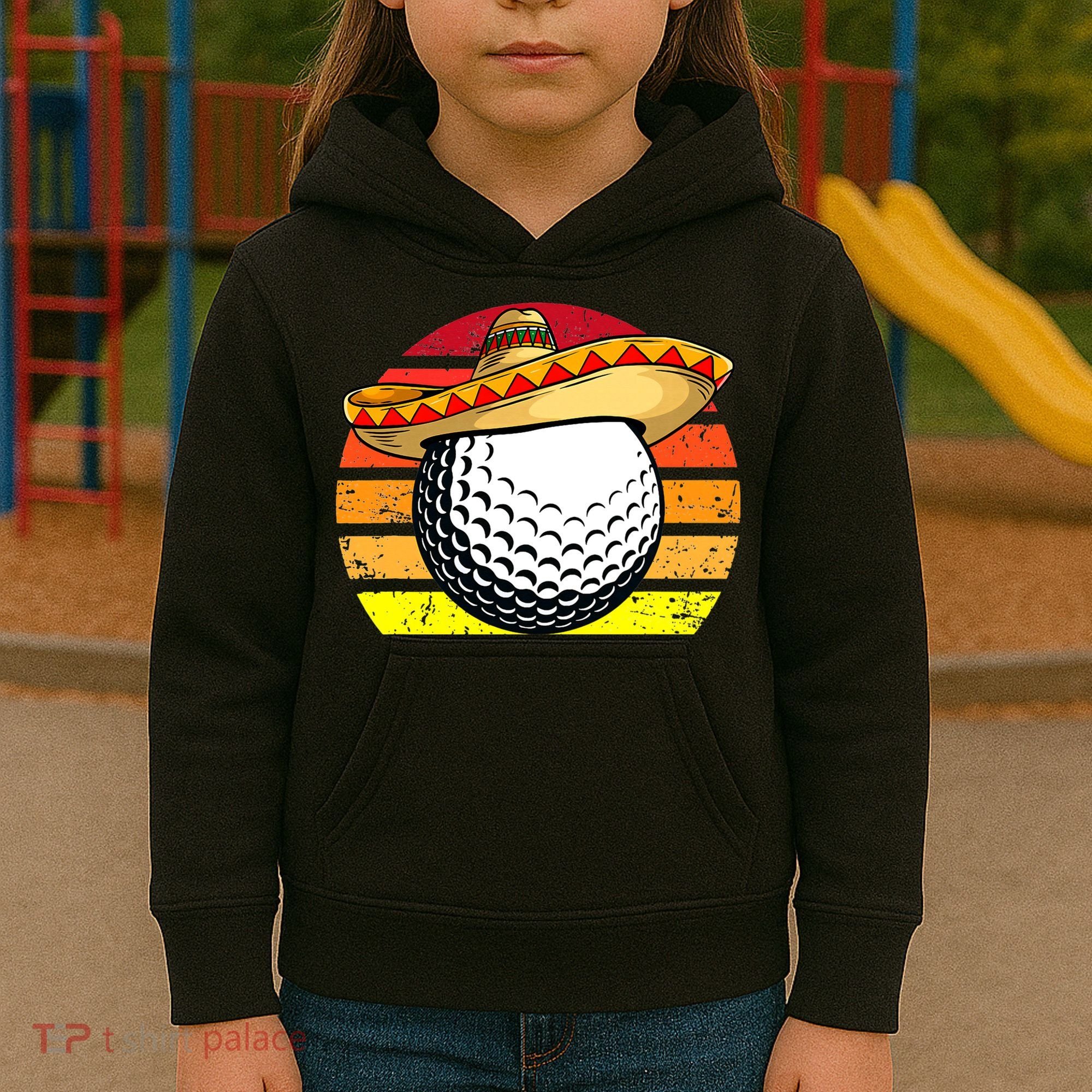 Cinco de Mayo Golf Ball With Sombrero Golfer Mexican Fiesta Kids Hoodie
