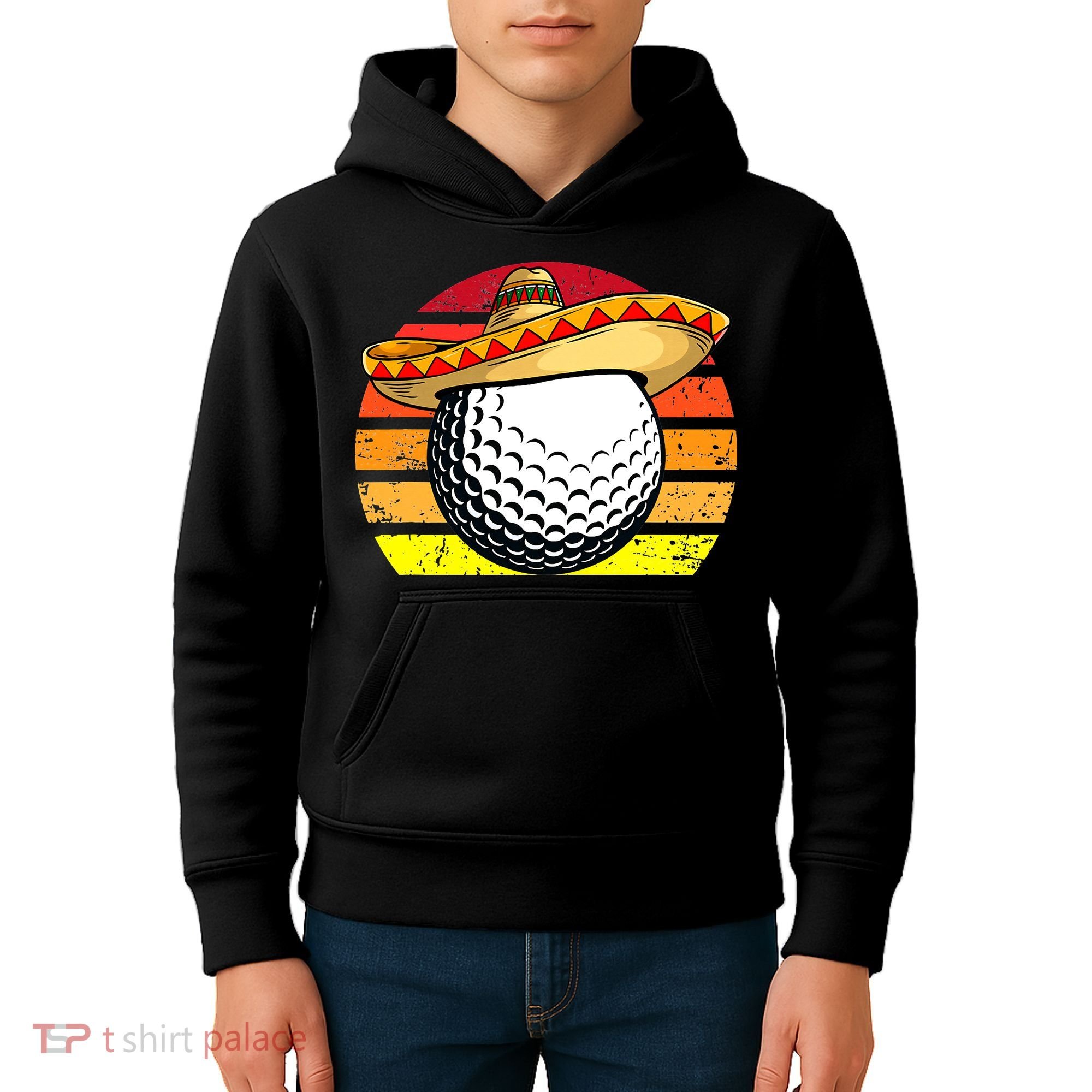 Cinco de Mayo Golf Ball With Sombrero Golfer Mexican Fiesta Kids Hoodie