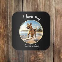 Carolina Dog Matter Dog Running On Beach Coaster thumb 0