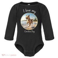 Carolina Dog Matter Dog Running On Beach Baby Long Sleeve Bodysuit thumb 0