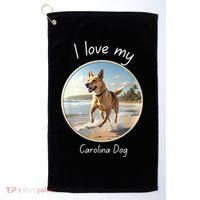 Carolina Dog Matter Dog Running On Beach Golf Towel thumb 0