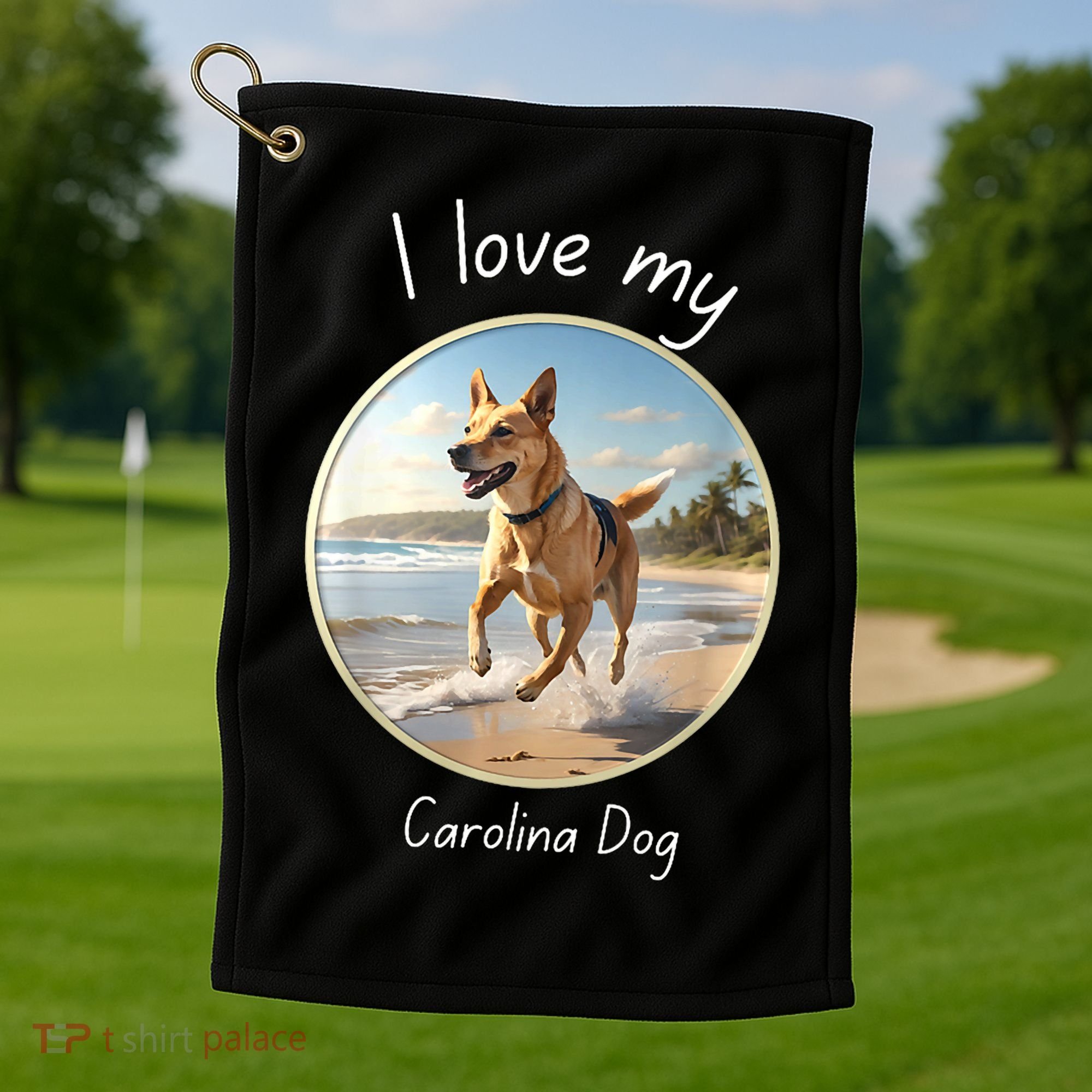 Carolina Dog Matter Dog Running On Beach Golf Towel