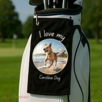 Carolina Dog Matter Dog Running On Beach Golf Towel thumb 2